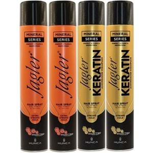 Jagler Saç Spreyi 400ML Extra Strong Hold Ekstra Güçlü Tutuş & Minarelli Ekstra Sert (Karma 4Lü Set)