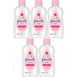 Johnsons Baby Bebek Yağı 200ML Nemlendirici (Pembe) (5 Li Set)