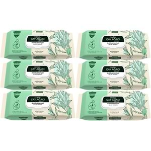 Komili Islak Havlu Mendil 50 Yaprak (6 Lı Set) Çay Ağacı Serisi Antibakteriyel (300 Yaprak)