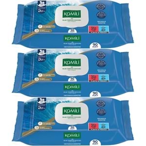 Komili Islak Havlu Mendil 90 Yaprak Okyanus Esintisi (3 Lü Set) Pratik Kapaklı (270 Yaprak)