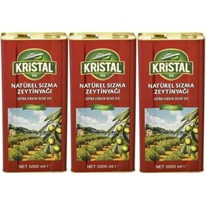 Kristal Zeytinyağı 15LT Natürel Sızma Soğuk Sıkım (Teneke) (3PK*5LT)