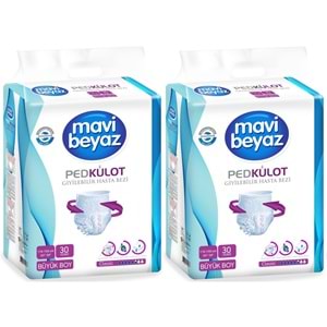 Mavi Beyaz Ped Emici Külot Hasta Bezi Large Büyük 60 Adet