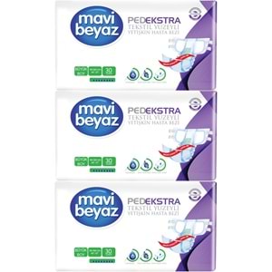 Mavi Beyaz Ped Ekstra Tekstil Yüzeyli Yetişkin Bel Bantlı Hasta Bezi Large Büyük 90 Adet