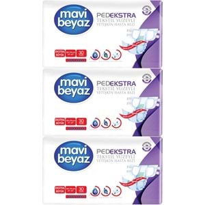 Mavi Beyaz Ped Ekstra Tekstil Yüzeyli Yetişkin Bel Bantlı Hasta Bezi XL Ekstra Büyük 90 Adet