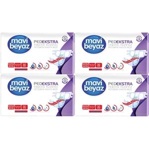 Mavi Beyaz Ped Ekstra Tekstil Yüzeyli Yetişkin Bel Bantlı Hasta Bezi XL Ekstra Büyük 120 Adet