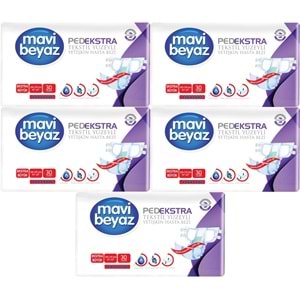 Mavi Beyaz Ped Ekstra Tekstil Yüzeyli Yetişkin Bel Bantlı Hasta Bezi XL Ekstra Büyük 150 Adet