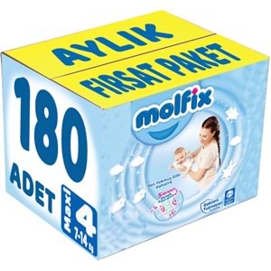 Molfix Bebek Bezi 4 Beden 7-14 KG Maxi 186 Adet Aylık Fırsat Pk