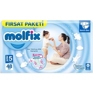 Molfix Bebek Bezi 5 Beden 11-18 KG Junior 96 Adet Ekonomik Fırsat Pk