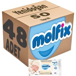 Molfix Islak Havlu Mendil İzotonik Yeni Doğan 48 Li Set 50 Yaprak Pamuklu Plastik Kapaklı