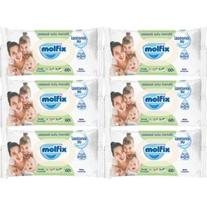 Molfix Islak Havlu Mendil İzotonik Ferah Temizlik 6 Lı set 60 Yaprak Plastik Kapaklı