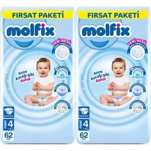 Molfix Bebek Bezi Beden:4 (7-14KG) Maxi 124 Adet Ekonomik Fırsat Pk