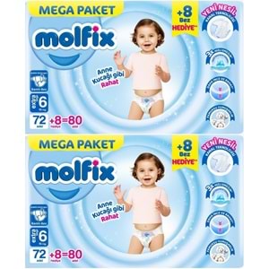 Molfix Bebek Bezi Beden:6 (15+KG) Extra Large 160 Adet Mega Ekonomik Fırsat Pk