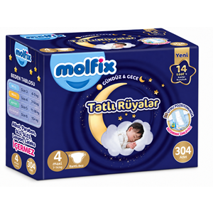 Molfix Tatlı Rüyalar Bebek Bezi 4 Beden 7-14 KG Maxi 304 Adet Avantaj Fırsat Pk