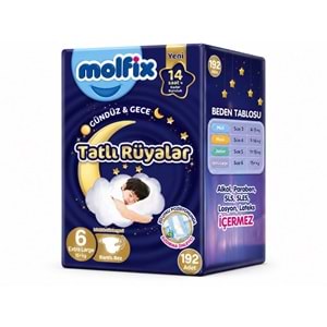 Molfix Tatlı Rüyalar Bebek Bezi 6 Beden15+ KG Extra Large 192 Adet Avantaj Fırsat Pk