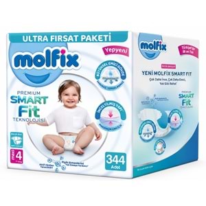 Molfix Premium Smart Fit Bebek Bezi 4 Beden 7-14 KG Maxi 344 Adet Avantaj Ultra Fırsat Pk