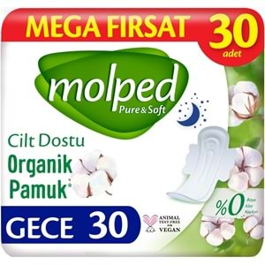 Molped Pure&Soft Hijyenik Ped Gece 180 (6PK*30) Adet Mega Pk