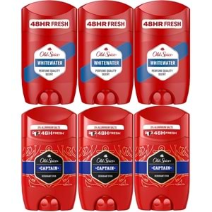 Old Spice WhiteWater & Captain Stick Roll-On Men/Erkek Deodorant 50ML (Karma 6 Lı Set)
