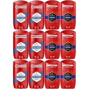 Old Spice WhiteWater & Captain Stick Roll-On Men/Erkek Deodorant 50ML (Karma 12 Li Set)