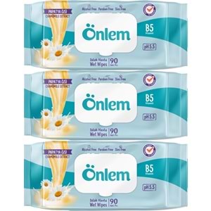 Önlem Islak Havlu Mendil 90 Yaprak Papatya Özü (3 Lü Set) Plastik Kapaklı 270 Yaprak