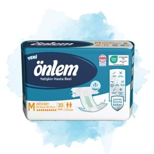 Önlem Yetişkin Bezi Bel Bantlı Tekstil Yüzey M - Medium - Orta 90 Adet (3PK*30)