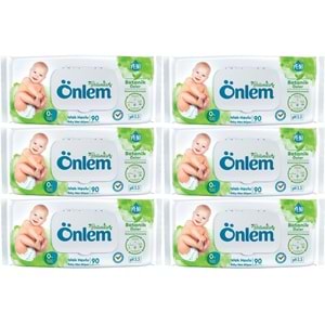 Önlem Islak Havlu Mendil 90 Yaprak Botanika Özlü (6 Lı Set) Plastik Kapaklı 540 Yaprak