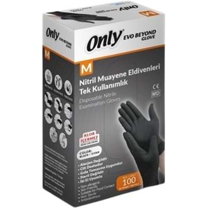 Only Evo Beyond Glove Nitril Siyah Pudrasız Muayene Eldiveni 900 Lü Set M - Medium - Orta (9PK*100)