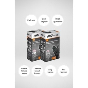 Only Evo Beyond Glove Nitril Siyah Pudrasız Muayene Eldiveni 900 Lü Set M - Medium - Orta (9PK*100)