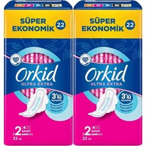 Orkid Hijyenik Ped Ultra Extra Koruma Uzun 44 Adet Süper Ekonomik Pk (2PK*22)