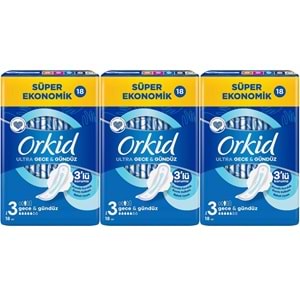 Orkid Hijyenik Ped Ultra Extra Koruma Gece&Gündüz 54 Adet Süper Ekonomik Pk (3PK*18)