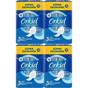 Orkid Hijyenik Ped Ultra Extra Koruma Gece&Gündüz 72 Adet Süper Ekonomik Pk (4PK*18)