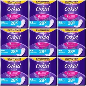 Orkid Günlük Ped Günlük Koruma Normal 252 Adet Ekonomik Paket (Tekli Paketlerde) (9PK*28)