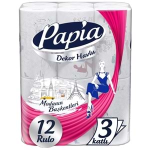 Papia Kağıt Havlu Decor (Modanon Başkentleri Desenli) 36 Lı Set (3PK*12)
