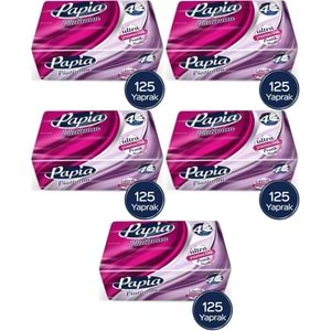 Papia Platinum Pratik Mendil 125 Yaprak (4 Katlı) 625 Yaprak (5PK*125)