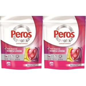 Peros Pratik Matik Çamaşır Deterjanı Kapsülü - Tableti 52 Adet Renkliler (2PK*26)