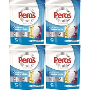 Peros Pratik Matik Çamaşır Deterjanı Kapsülü - Tableti 104 Adet Beyazlar (4PK*26)