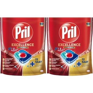 Pril Bulaşık Makinesi Deterjanı Kapsül Tablet Excellence Premium 5 i 1 Arada 120 Adet (2PK*60)