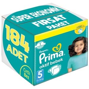 Prima Bebek Bezi Beden:5 (11-16Kg) Junior 184 Adet Süper Ekonomik Fırsat Pk