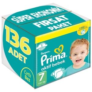 Prima Bebek Bezi Beden:7 (15+Kg) XX Large 136 Adet Süper Ekonomik Fırsat Pk