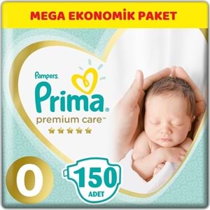 Prima Premium Care Bebek Bezi Beden:0 (1.5-2.5Kg) Prematüre 150 Adet Mega Ekonomik Pk