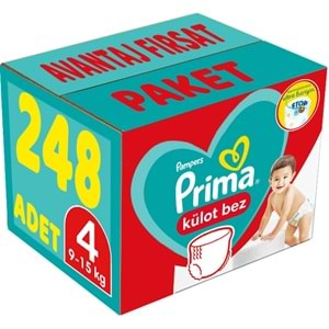Prima Külot Bebek Bezi 4 Beden 9-15 KG Maxi 248 Adet Avantaj Fırsat Pk