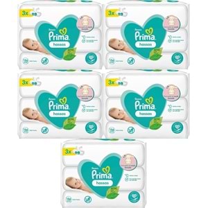 Prima Islak Havlu Mendil Hassas Ciltler İçin Bitki Bazlı Kokusuz (15 Li Set) (5PK*3) 780 Yaprak