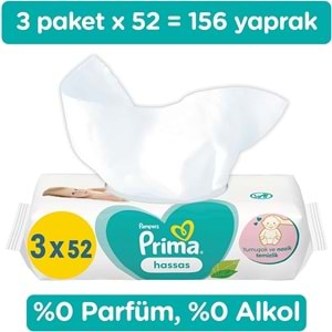 Prima Islak Havlu Mendil Hassas Ciltler İçin Bitki Bazlı Kokusuz (15 Li Set) (5PK*3) 780 Yaprak