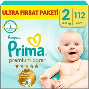 Prima Premium Care Bebek Bezi Beden:2 (4-8KG) Mini 224 Adet Ekonomik Ultra Fırsat Pk