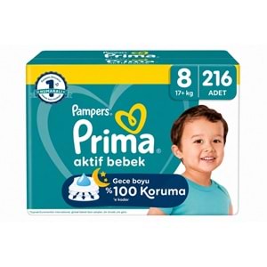Prima Bebek Bezi 8 Beden 17+ KG XXX Large 216 Adet Süper Ultra Pk