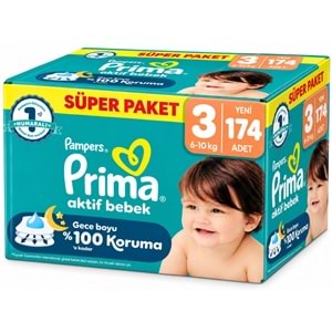 Prima Aktif Bebek Bebek Bezi 3 Beden 6-10 KG Midi 174 Adet Süper Fırsat Pk