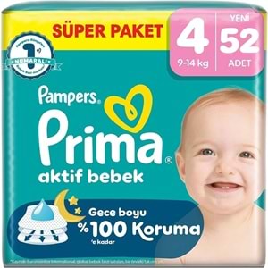 Prima Aktif Bebek Bebek Bezi 4 Beden 9-14 KG Maxi 156 Adet Süper Fırsat Pk
