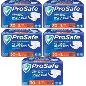 Prosafe Hasta Bezi Yetişkin Bel Bantlı Tekstil Yüzey L - Large - Büyük Boy 150 Adet (5PK*30)