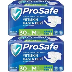 Prosafe Hasta Bezi Yetişkin Bel Bantlı Tekstil Yüzey M - Medium - Orta Boy 60 Adet (2PK*30)