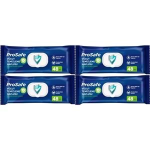 Prosafe Hasta Vücut Temizleme Islak Mendil Havlu 48 Yaprak XL (4 Lü Set) Plastik Kapak