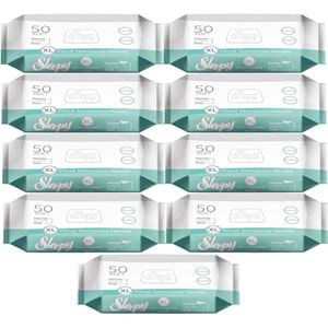 Sleepy Hasta Vücut Temizleme Islak Mendil Havlu 50 Yaprak XL (9 Lu Set)